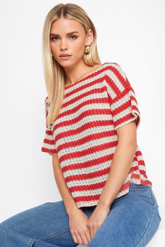 PixieGirl Petite Women's Red Stripe Crochet T-Shirt | PixieGirl 4