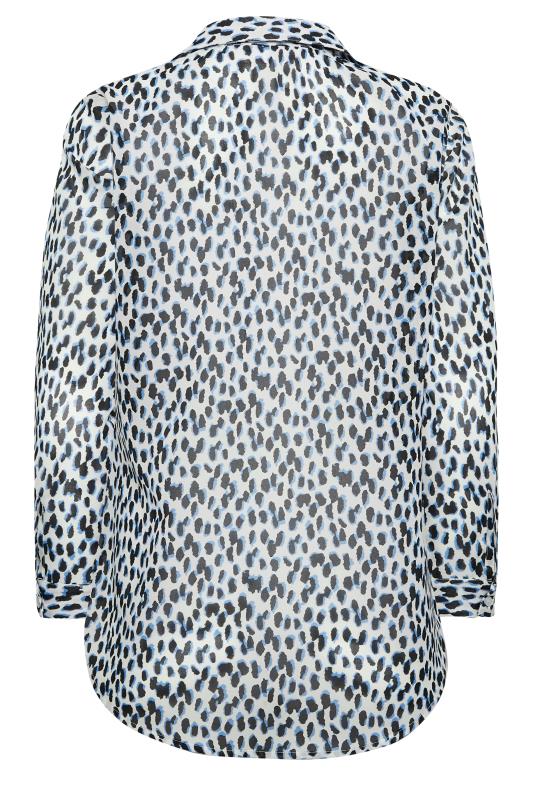 Petite Blue & White Leopard Print Oversized Shirt | PixieGirl 7