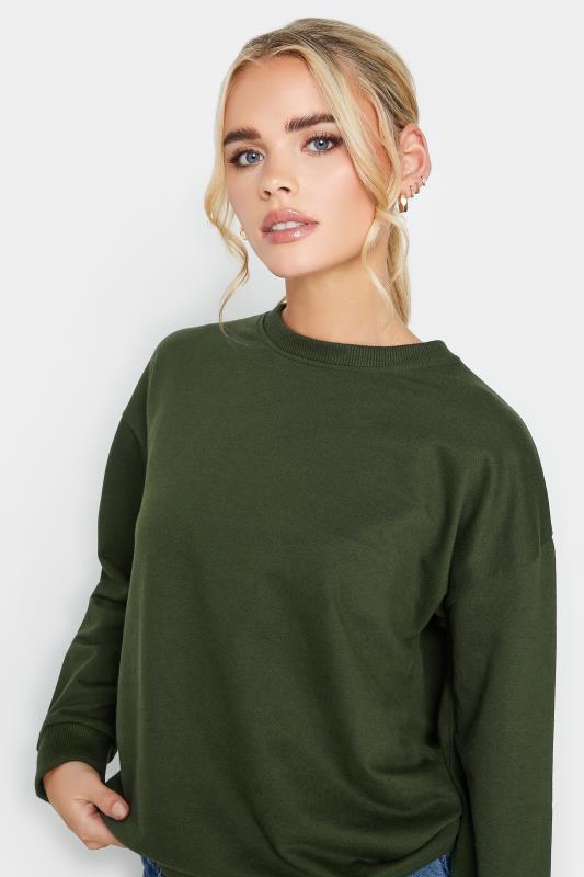 Petite Khaki Green Crew Neck Sweatshirt | PixieGirl 5