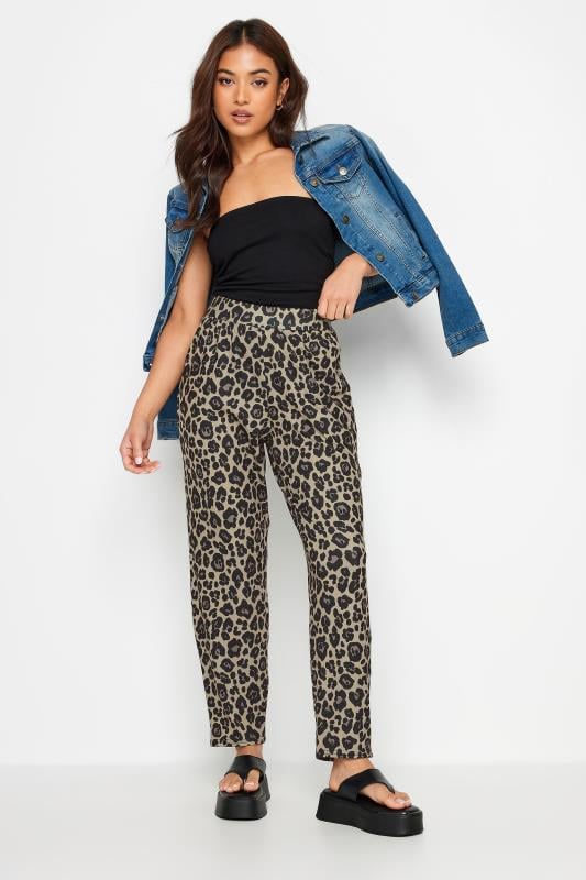 PixieGirl Petite Womens Brown Leopard Print Harem Trousers | PixieGirl 1