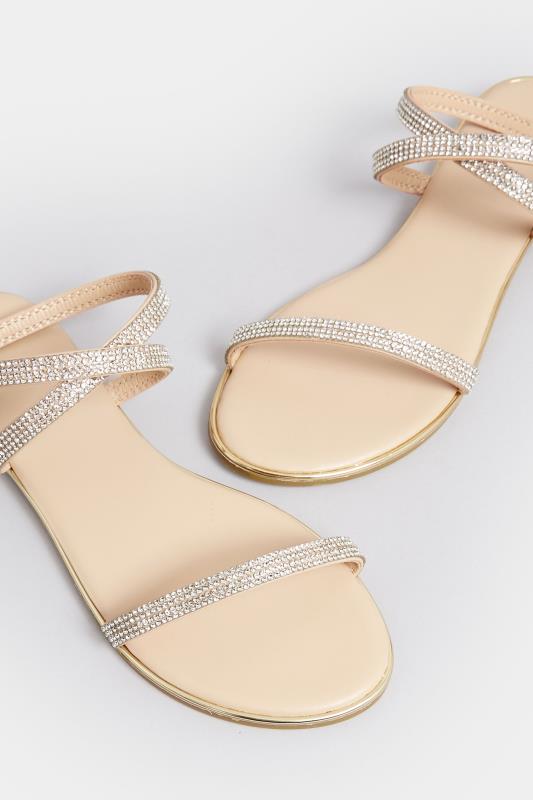 PixieGirl Rose Gold Diamante Sandals In Standard Fit | PixieGirl 5