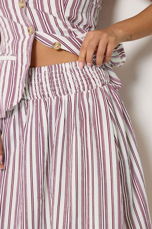 PixieGirl Petite Women's Set Burgundy Red Stripe Cami & Maxi Skirt | PixieGirl 4