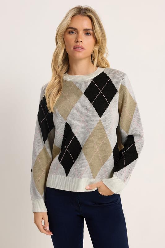  M&Co Petite Cream Argyle Jumper