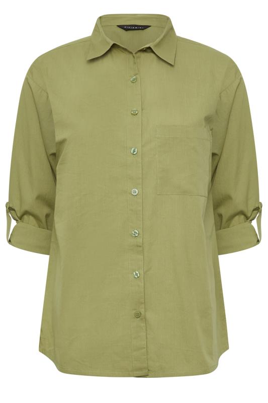 PixieGirl Olive Green Oversized Cotton Shirt | PixieGirl  6