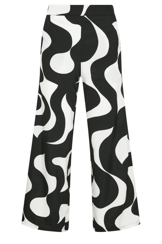 PixieGirl Petite Women's Black & White Swirl Print Wide Leg Trousers | PixieGirl 5
