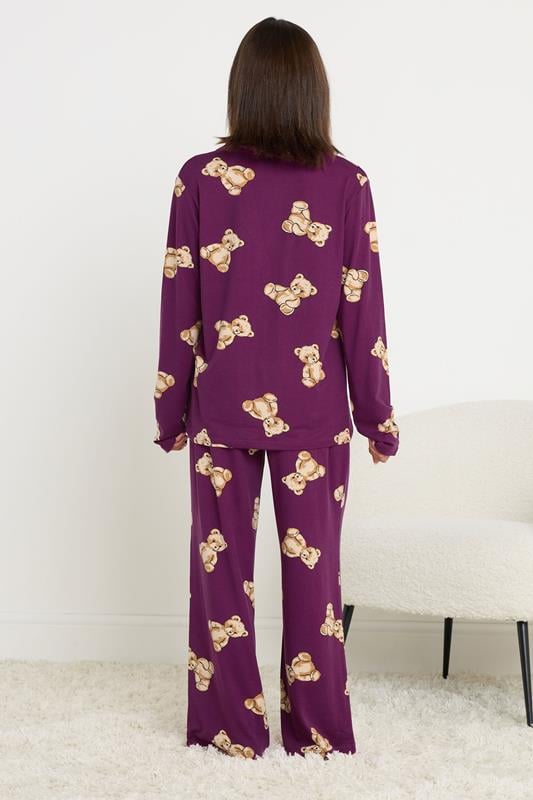 PixieGirl Petite Women's Burgundy Red Soft Touch Teddy Pyjama Set | PixieGirl 3