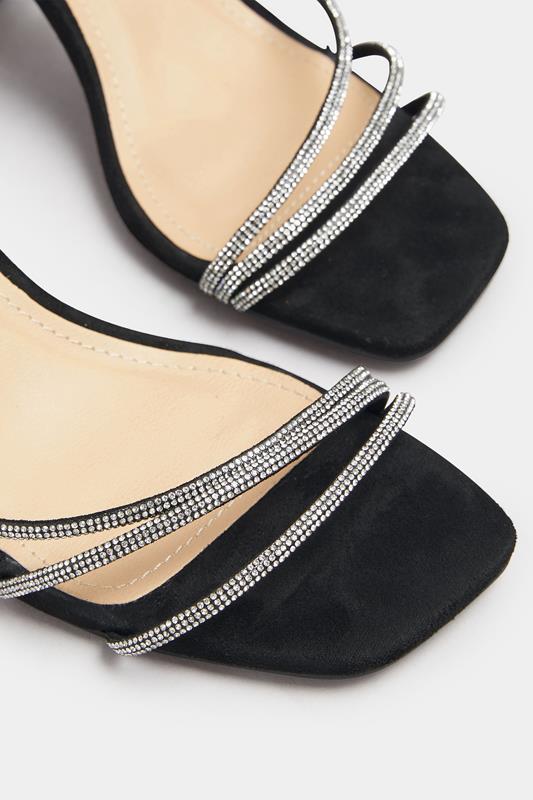 Silver Asymmetric Diamante Block Heel Sandals In Standard Fit | Yours Clothing 4