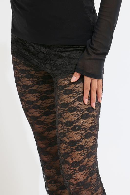 PixieGirl Petite Women's Black Lace Kick Flare Trousers | PixieGirl 5