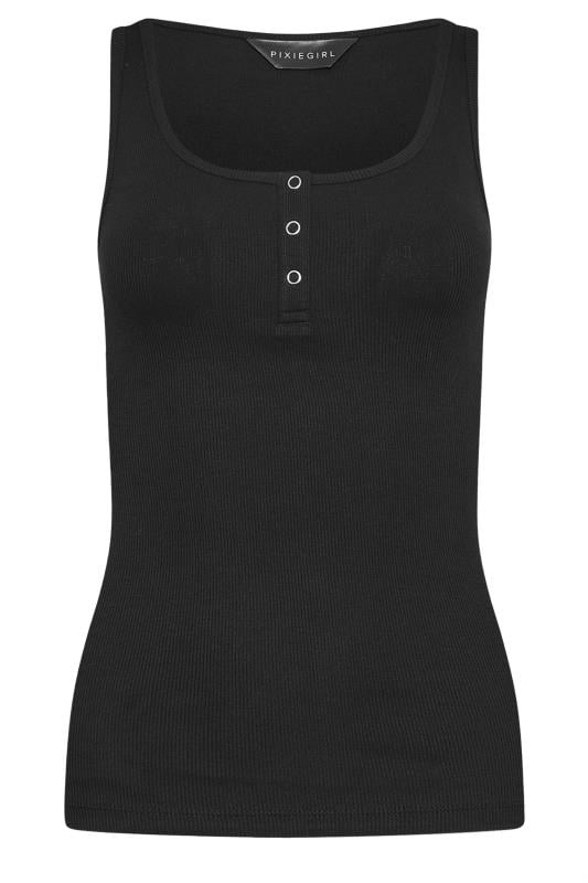 PixieGirl Petite Women's 2 PACK Black & Blue Ribbed Popper Vest Tops | PixieGirl 8
