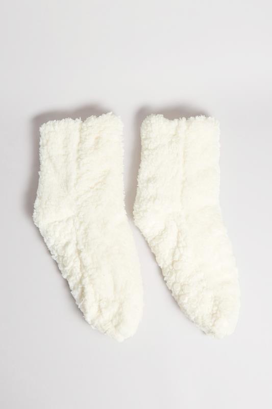 White Fluffy Slipper Socks | Yours Clothing  3