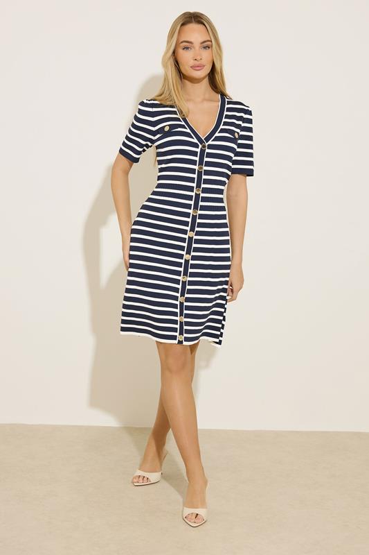  STAR Navy Blue Stripe Knitted Dress
