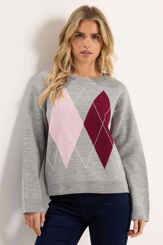  M&Co Petite Grey Argyle Jumper