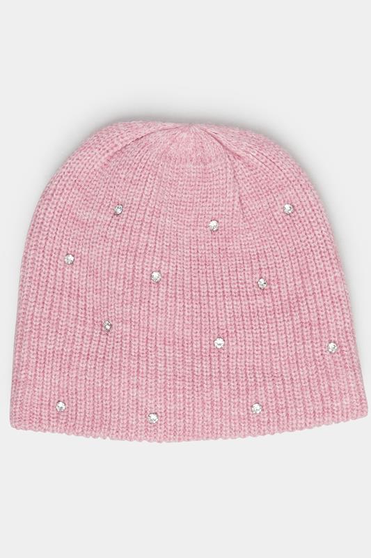 Plus Size  Yours Pink Diamante Beanie