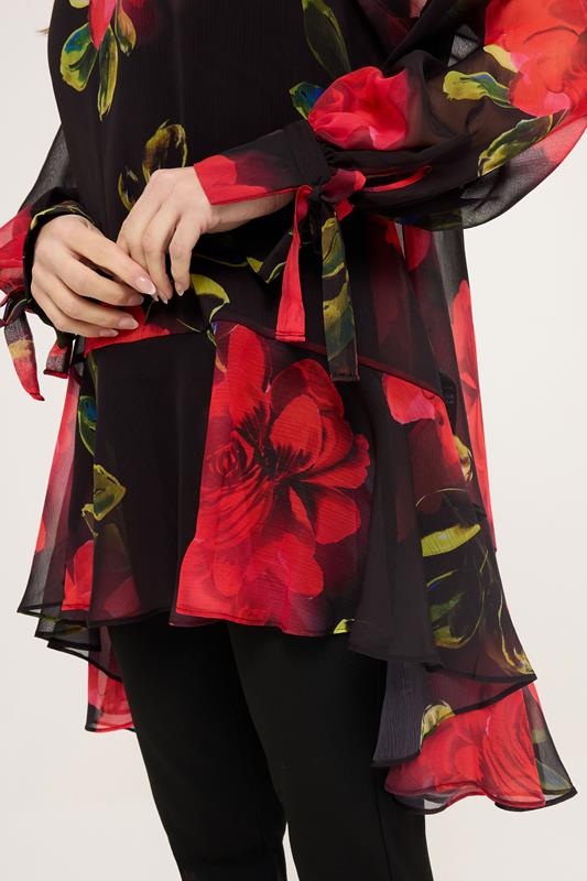 STAR Red Floral Print Dipped Hem Tunic Top | StarByJM 4