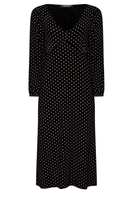 Petite Black & Brown Polka Dot Print Tea Dress | PixieGirl 6