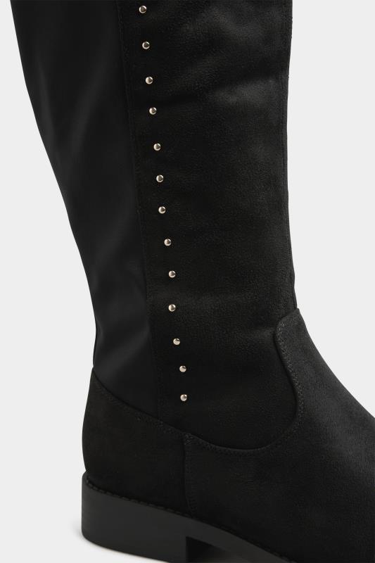 LIMITED COLLECTION Black Stud Over The Knee Boots In Wide E Fit & Extra Wide Fit | Yours Clothing 5