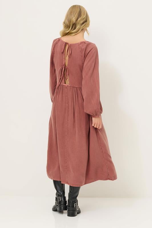 PixieGirl Petite Women's Pink Woven Tie Back Smock Dress | PixieGirl 3