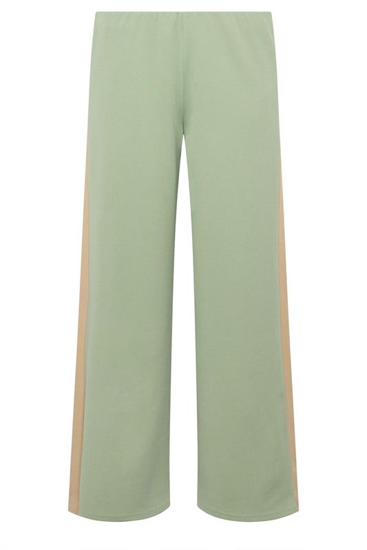 PixieGirl Petite Women's Sage Green Side Stripe Scuba Wide Leg Trousers | PixieGirl 5