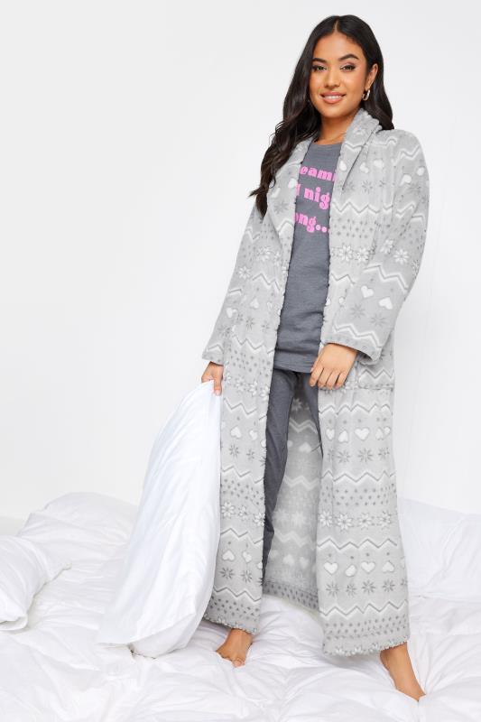 PixieGirl Grey Fairisle Shawl Dressing Gown | PixieGirl  2