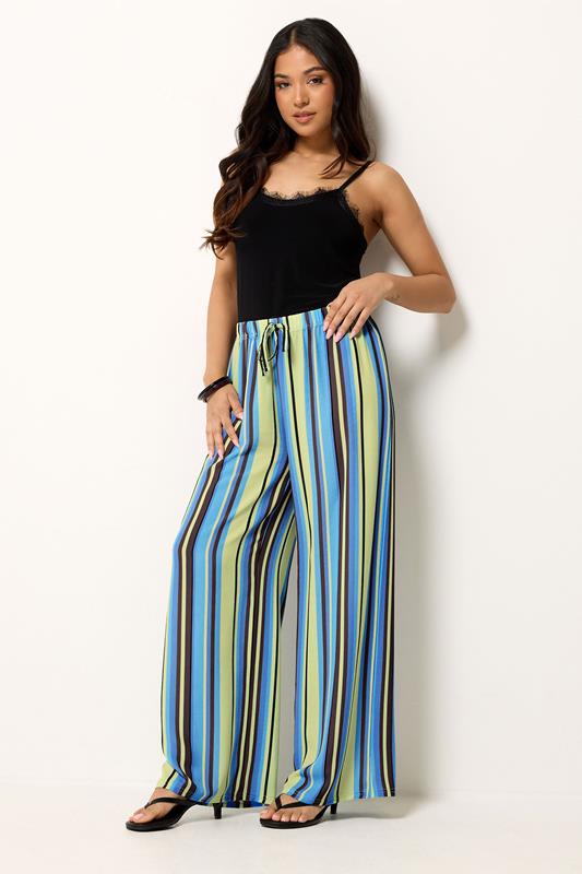  PixieGirl Petite Blue Striped Wide Leg Trousers