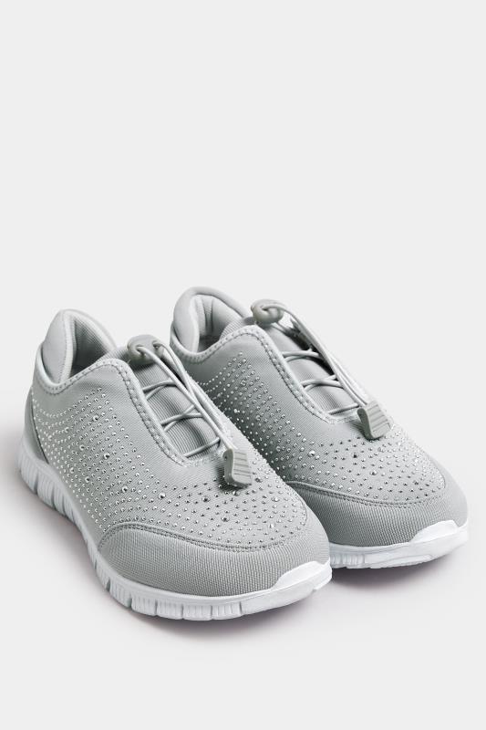 Grey Embellished Trainers In Wide E Fit & Extra Wide EEE Fit | Yours Clothing 2