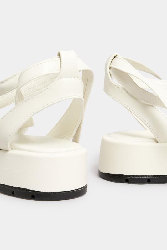 PixieGirl White Ankle Tie Flatform Sandals In Standard Fit | PixieGirl 4