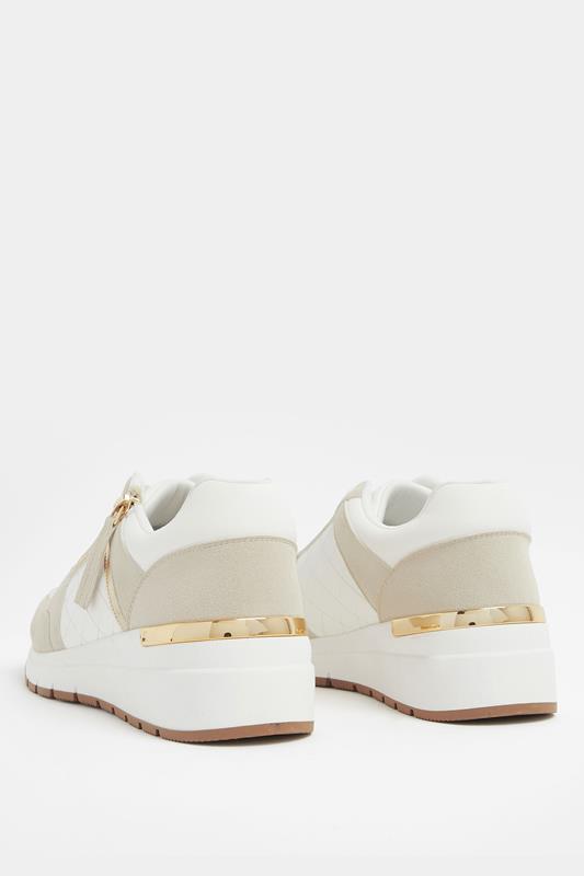White Quilted Wedge Trainer In Wide E Fit | Yours Clothing 4