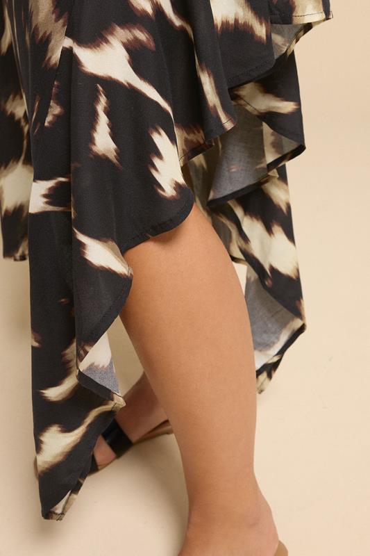 PixieGirl Petite Women's Black Abstract Animal Ruffled Hemline Dress | PixieGirl 4
