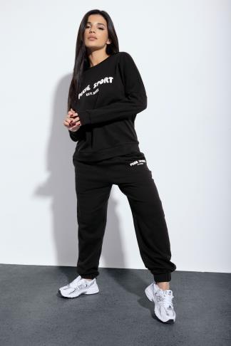 PixieGirl Petite Black 'Pixie Sport' Slogan Sweatshirt | PixieGirl