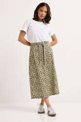 PixieGirl Petite Women's Black Floral Belt Tie Midi Skirt | PixieGirl 1