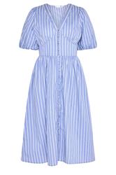 PixieGirl Petite Women's Blue Stripe Button Midi Dress | PixieGirl  5