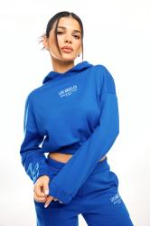PixieGirl Petite Womens Cobalt Blue 'Los Angeles' Slogan Cropped Hoodie | PixieGirl 1