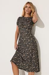 PixieGirl Petite Women's Brown Ditsy Floral Tea Dress | PixieGirl 2