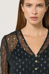STAR Black Metallic Detail Mesh Jacquard Blouse | StarByJM 4