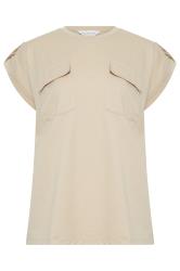 Petite Natural Brown Pocket Detail Cotton T-Shirt | PixieGirl 6