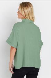 M&Co Petite Green Short Sleeve Linen Shirt | M&Co 1