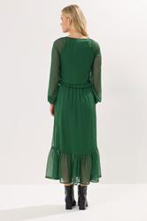 PixieGirl Petite Women's Green Chiffon Frill Midaxi Dress | PixieGirl 3