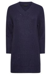 PixieGirl Navy Blue V-Neck Knitted Tunic Top | PixieGirl  6