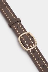 Brown Faux Suede Stitch Detail Belt | Yours Clothing 3