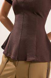 PixieGirl Petite Women's Chocolate Brown Cinched Waist Top | PixieGirl 4