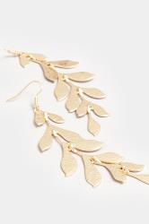 Gold Statement Leaf Drop Earrings | Yours Clothing 3
