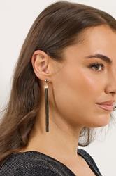 Black Long Stone Tassel Earrings | Yours Clothing 1