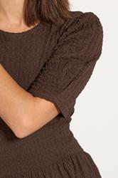 PixieGirl Petite Womens Chocolate Brown Textured Midi Dress | PixieGirl 4
