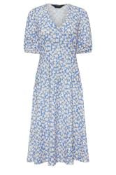 PixieGirl Petite Women's Blue Ditsy Floral Midi Dress | PixieGirl 5