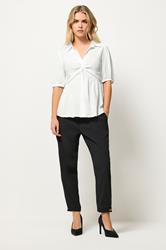 PixieGirl Petite Women's White Woven Twist Front Top | PixieGirl 2