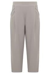 PixieGirl Petite Women's Grey Crinkle Barrel Leg Trousers | PixieGirl 5