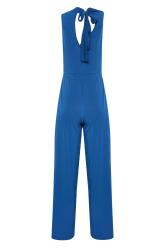 Petite Blue Halter Neck Wide Leg Jumpsuit | PixieGirl 7
