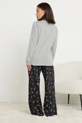PixieGirl Petite Women's Black Star Graphic Wide Leg Pyjama Set | PixieGirl 3