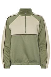 PixieGirl Petite Women's Green Colour Block Half Zip Sweatshirt | PixieGirl 5