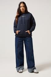 PixieGirl Petite Women's Navy Blue Slogan Drawstring Hoodie | PixieGirl 3